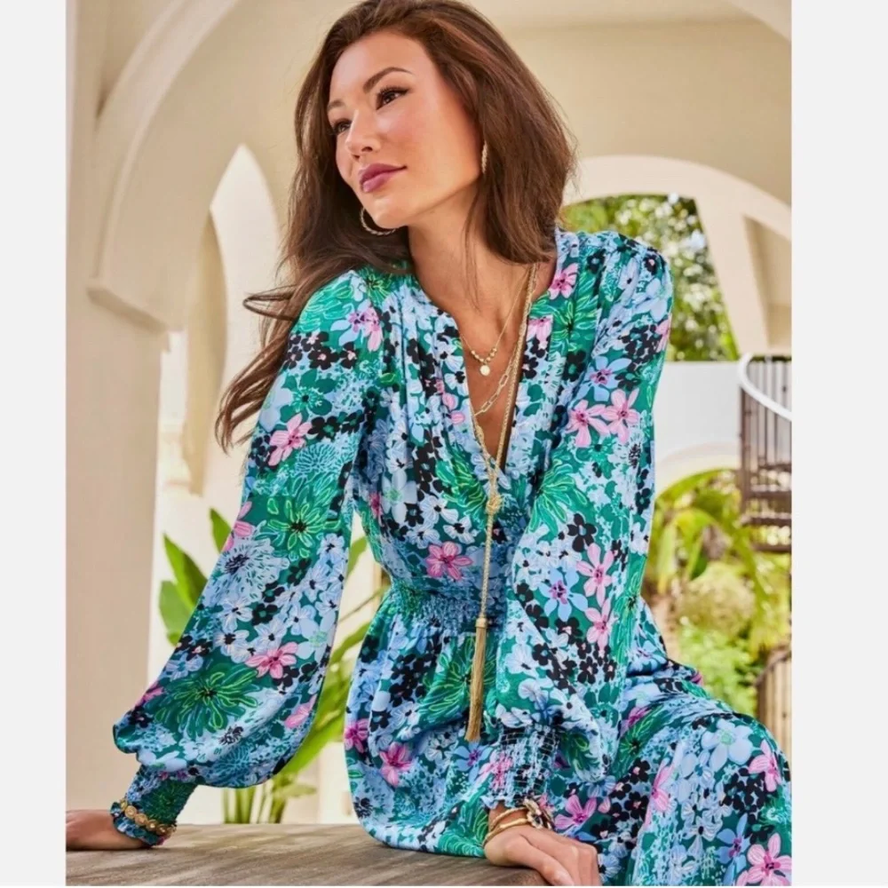 Lilly Pulitzer NWT Loubella smocked midi dress in Soiree All Day - Picture 3 of 6